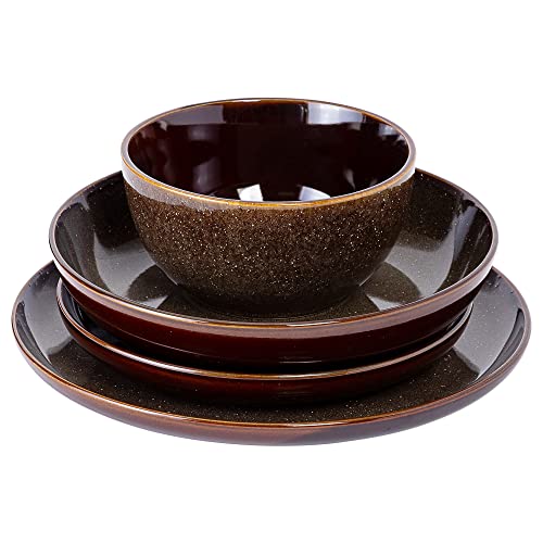 Gibson Elite Matisse 16 Piece Double Bowl Dinnerware Set, Cobalt Blue