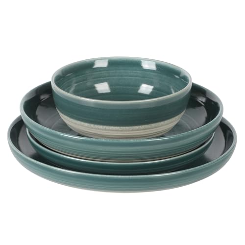 Gibson Elite Matisse 16 Piece Double Bowl Dinnerware Set, Cobalt Blue