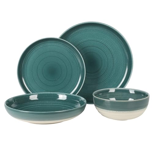 Gibson Elite Matisse 16 Piece Double Bowl Dinnerware Set, Cobalt Blue