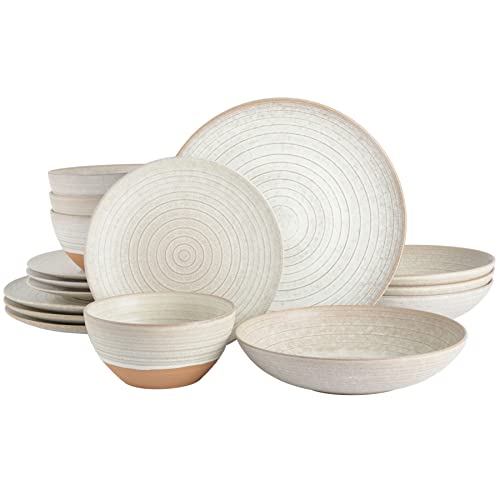 Gibson Elite Matisse 16 Piece Double Bowl Dinnerware Set, Cobalt Blue