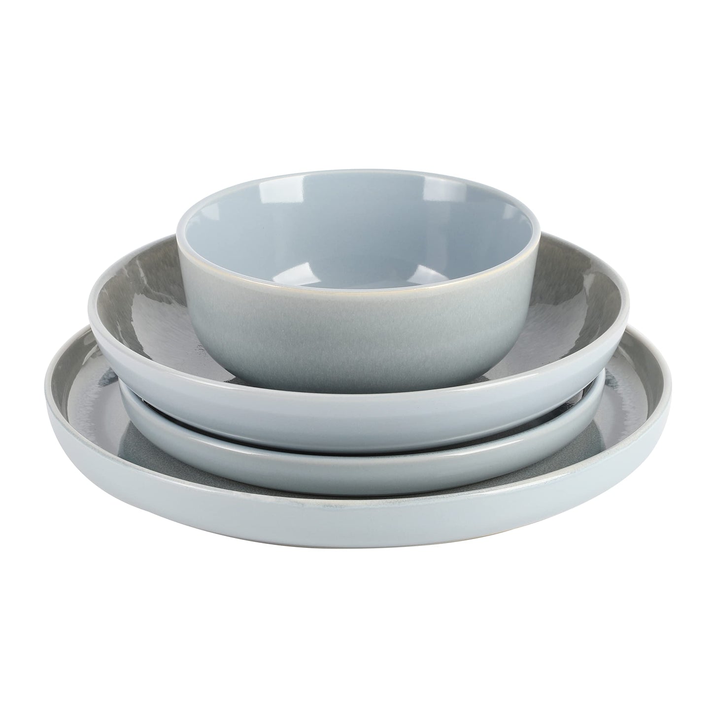Gibson Elite Matisse 16 Piece Double Bowl Dinnerware Set, Cobalt Blue