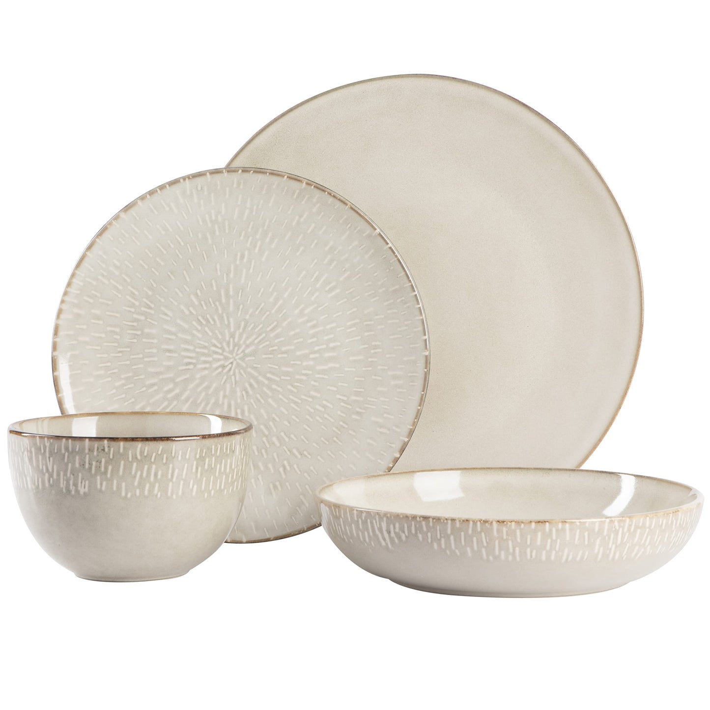 Gibson Elite Matisse 16 Piece Double Bowl Dinnerware Set, Cobalt Blue