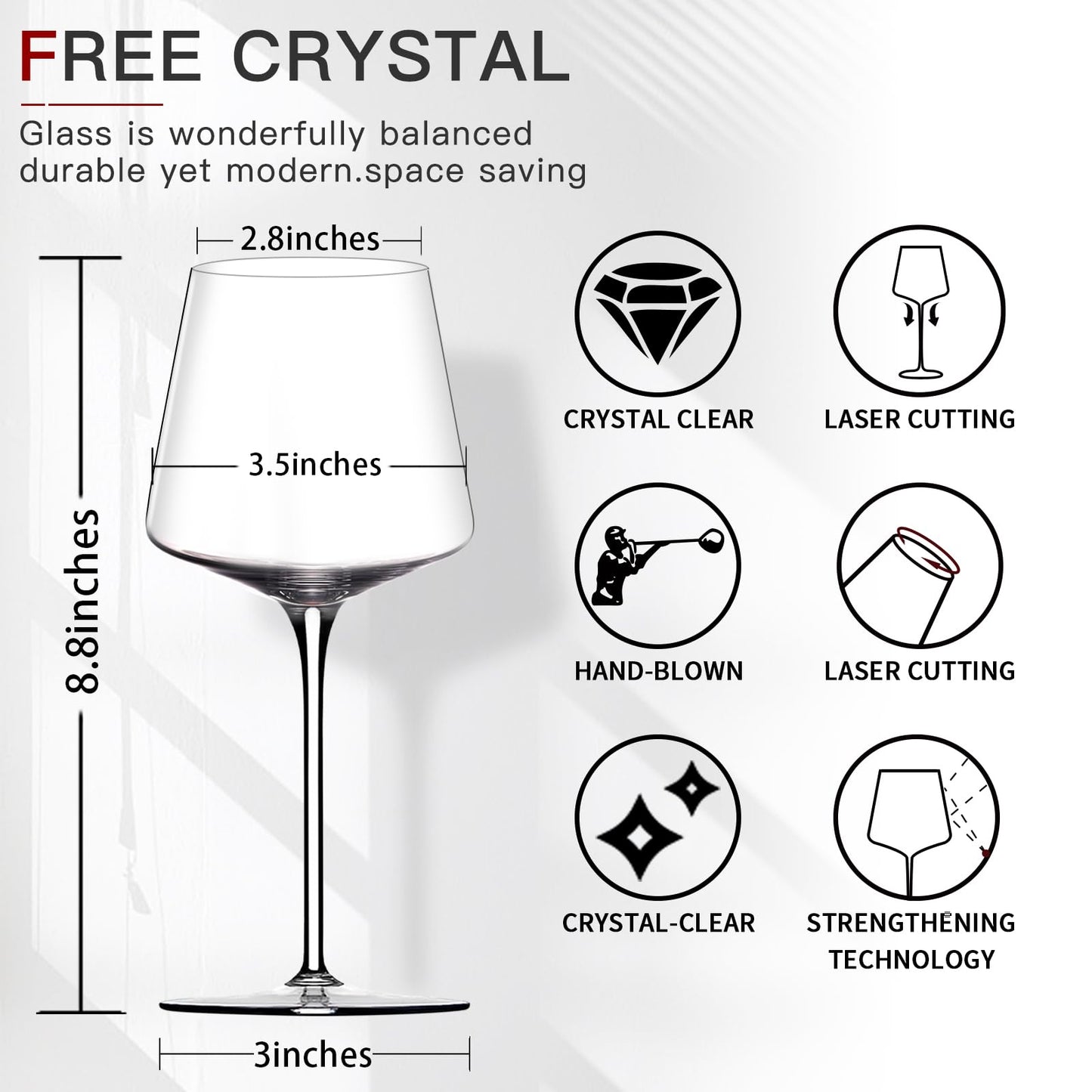 Sip in Style: Physkoa's Sleek Crystal Wine Glasses Set of 6