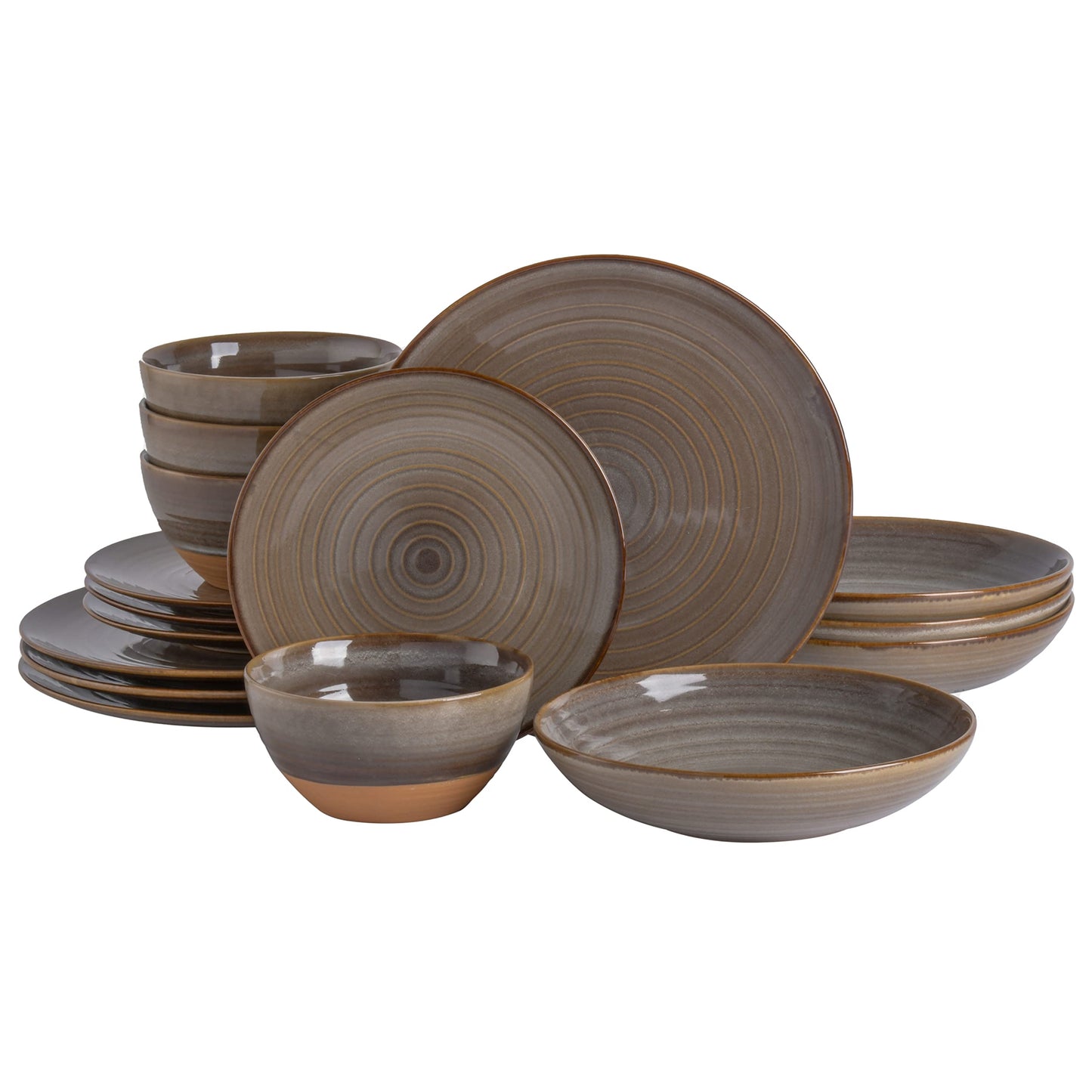 Gibson Elite Matisse 16 Piece Double Bowl Dinnerware Set, Cobalt Blue