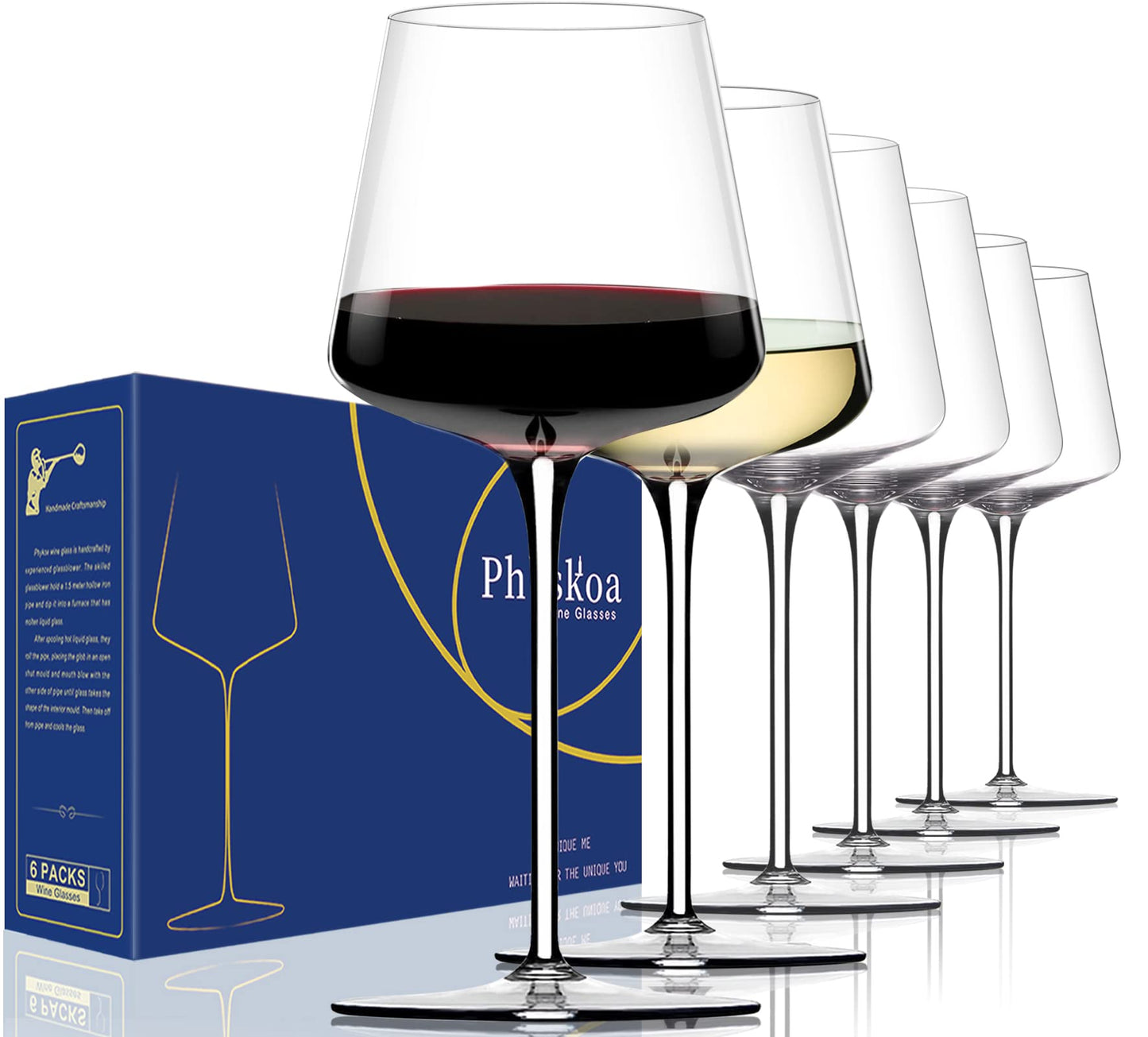 Sip in Style: Physkoa's Sleek Crystal Wine Glasses Set of 6