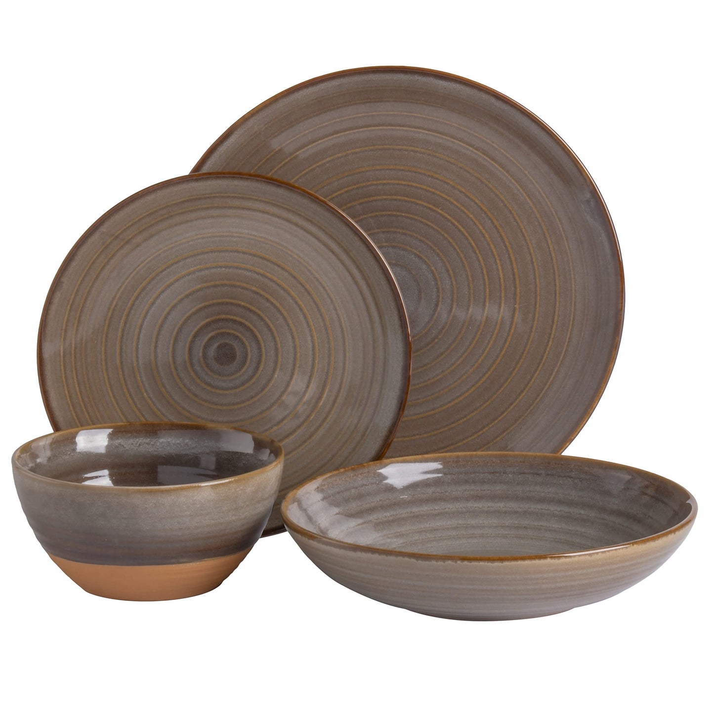Gibson Elite Matisse 16 Piece Double Bowl Dinnerware Set, Cobalt Blue