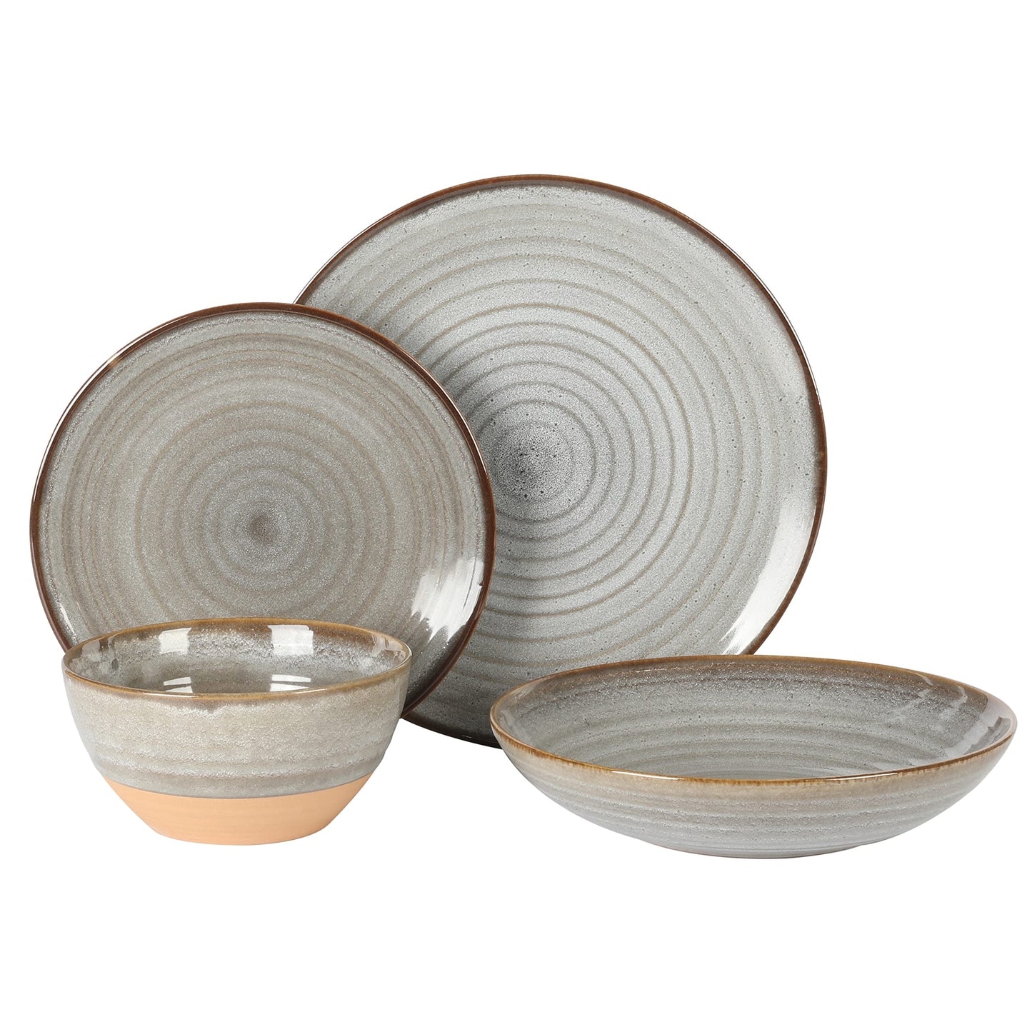 Gibson Elite Matisse 16 Piece Double Bowl Dinnerware Set, Cobalt Blue