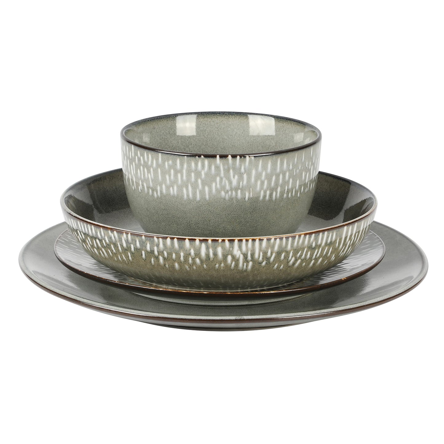 Gibson Elite Matisse 16 Piece Double Bowl Dinnerware Set, Cobalt Blue