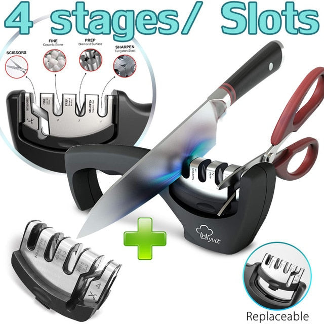 Knife Sharpener 3 Stages Professional Whetstone Kitchen Sharpening Stone Tungsten Diamond Grinder Damascus Chef Accessories Tool