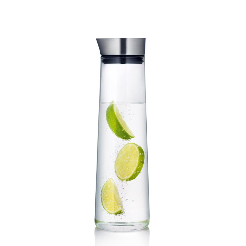 Refined Glass Elegance Water Bottle with Stainless Steel Lid 1L/1.5L
