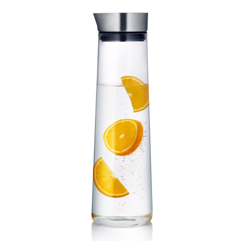 Refined Glass Elegance Water Bottle with Stainless Steel Lid 1L/1.5L